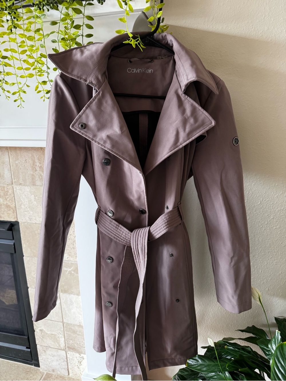 Calvin Klein Dusty Mauve Trench Coat with Belt